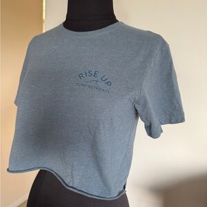 Rise Up Surf Retreats Cropped Graphic Tee Blue Surf Shirt Small Beach Top